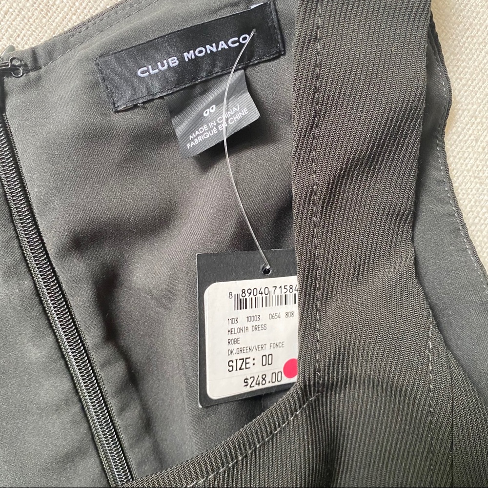 Club Monaco Dark Olive Green A Line Dress - Picture 4 of 9